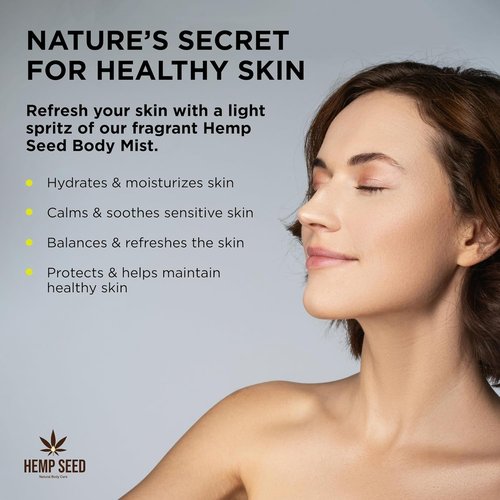 Hemp Seed Body Mist by Skiennix - Moisturizing & Invigorating Formula with Hemp Seed Oil, Chamomile & Aloe Vera - Vegan & Cruelty-Free