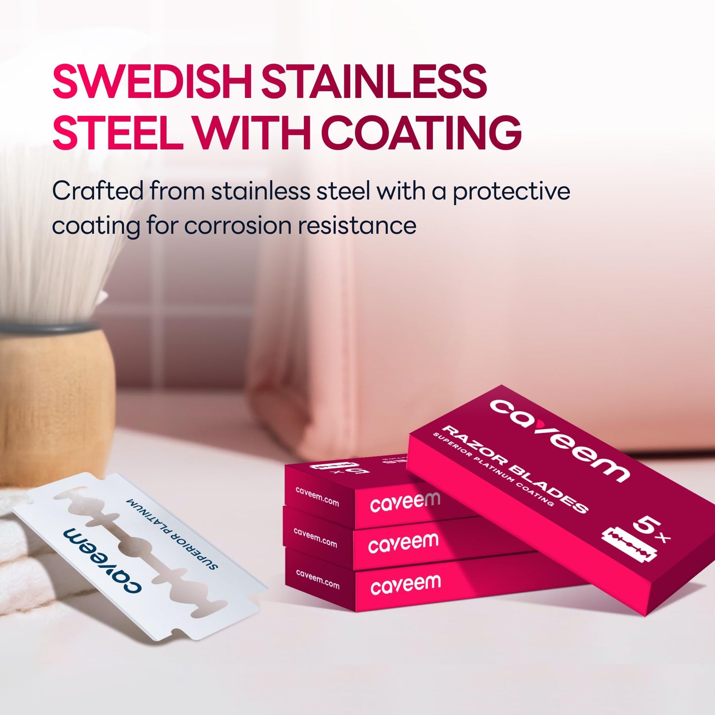 CAVEEM 60 Count Double-Edge Safety Razor Blades, Replacement Razor Refills for Shaving, Stainless Steel Blades for All Standards Double-Edge Razor