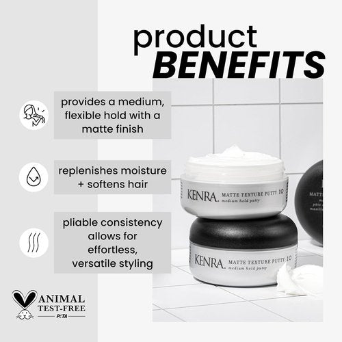 Kenra Matte Texture Putty 10 - Medium Hold Styler for All Hair Types | Flexible Matte Finish & Moisture Replenishment