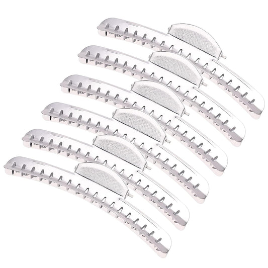 Skiennix Vintage Metal Finger Wave Hair Clips - 12PCS Silver Aluminum Clamps for Home & Outdoor Styling