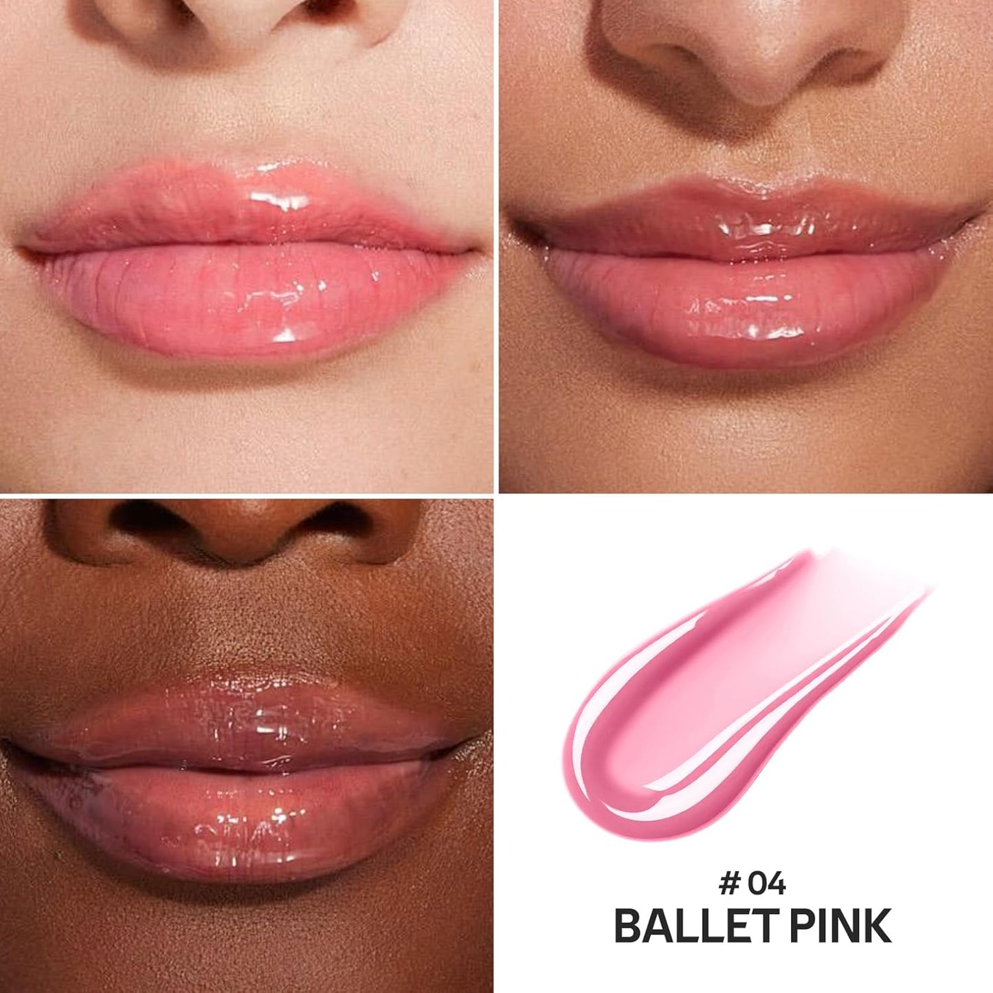 Skiennix Color Nymph Lip Oil & Gloss Set - Hydrating, Non-Sticky Lip Makeup with Jojoba Oil & Hyaluronic Acid | #04 Ballet Pink