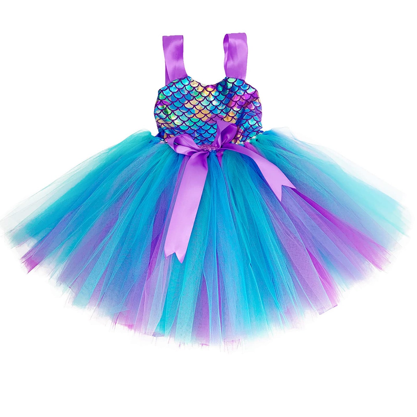 O'COCOLOUR Girls Mermaid Birthday Outfits Halloween Dress Up Costume Easter Summer Vacation Party (5-6 Years, Purple)