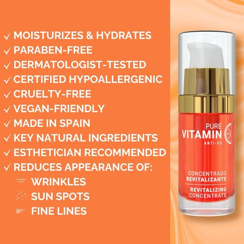 Noche Y Dia Vitamin C Serum - Anti-Aging Hydration for Mature Skin - Targets Sun Spots & Wrinkles - 30mL (1 fl oz)
