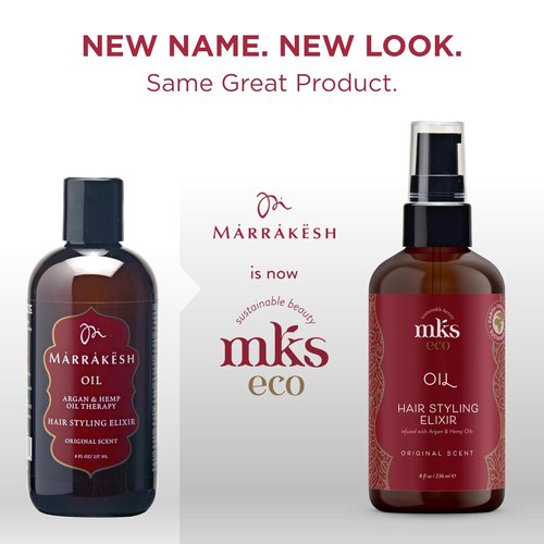 MKS Eco Oil - Hair Styling Elixir with Moroccan Argan & Hemp Seed Oils - Nourish, Control Frizz, Vegan