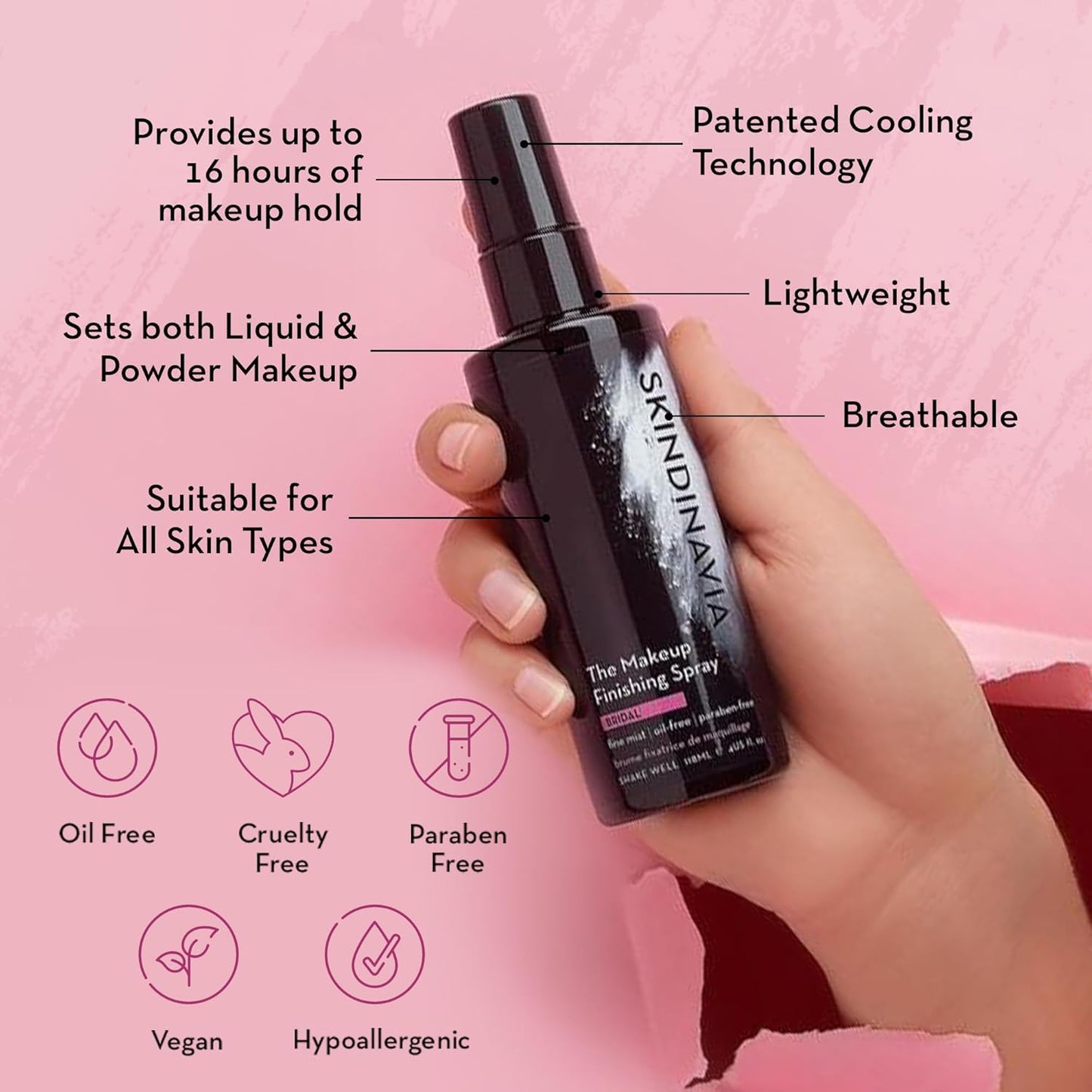 Skindinavia Makeup Finishing Spray - Long-Lasting All-Day Wear, Heat-Resistant & Waterproof, 4 Oz