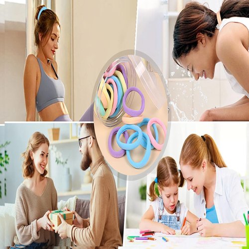 Hair Ties 100 Pcs Ponytail Holders Seamless No Damage Thick Hair Accessories for Women, Girls, Men - Hair Bands