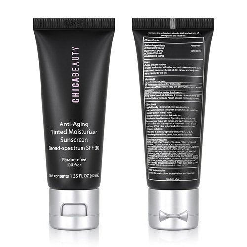 Chica Beauty 3-in-1 Tinted Face Moisturizer - Anti-Aging Antioxidants & SPF 30 - Light, Oil-Free, Vegan