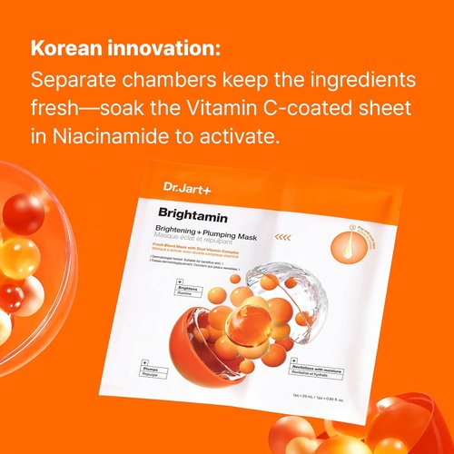Dr.Jart+ Brightamin Brightening Face Mask - Plumping with Vitamin C | Travel Size, 1 Pack