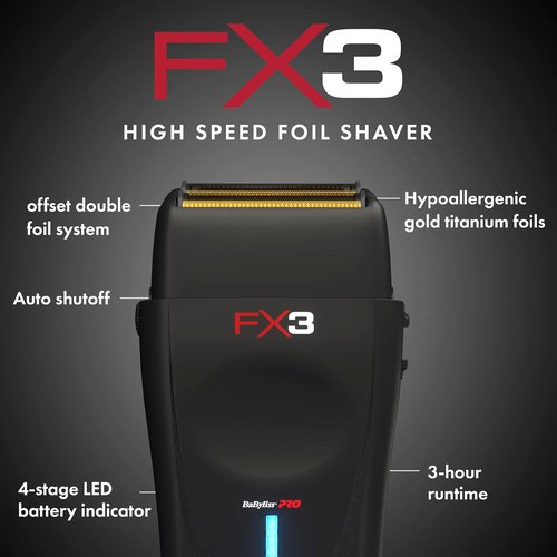 BaBylissPRO Double Foil Shaver FXX3SB - Professional High-Speed Electric Shaving Tool