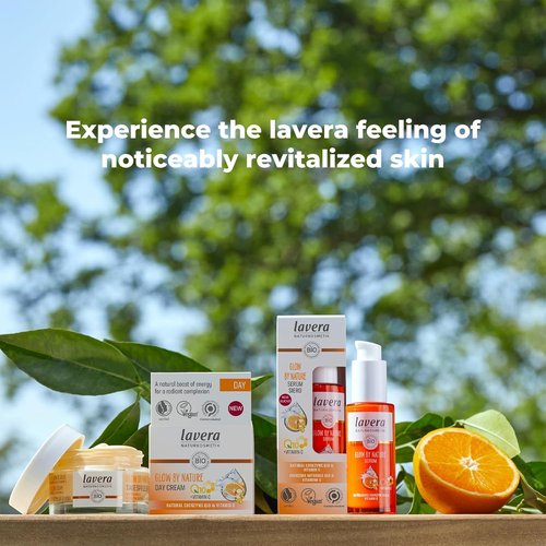 Lavera Glow By Nature Serum - Radiant Face Serum with Q10 & Vitamin C - Anti-Wrinkle Moisturizer - 1 Fl Oz