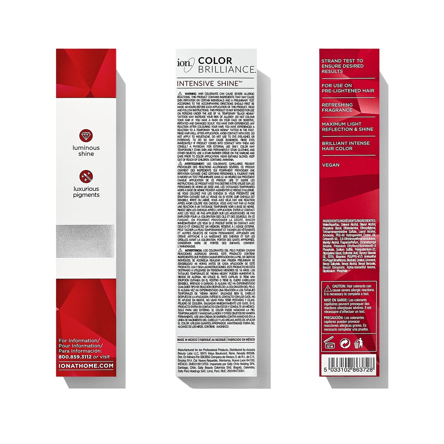 Ion Permanent Brights Hair Color - Vegan & Cruelty-Free Red | 100% Gray Coverage, 2.05 oz