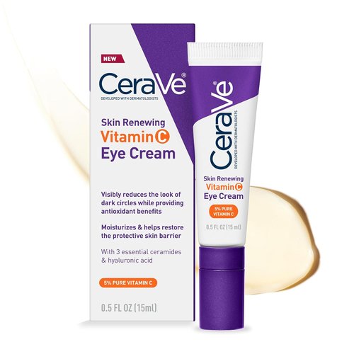 CeraVe Vitamin C Eye Cream - Brightening Formula with Hyaluronic Acid & Caffeine | 0.5 Fl. Oz