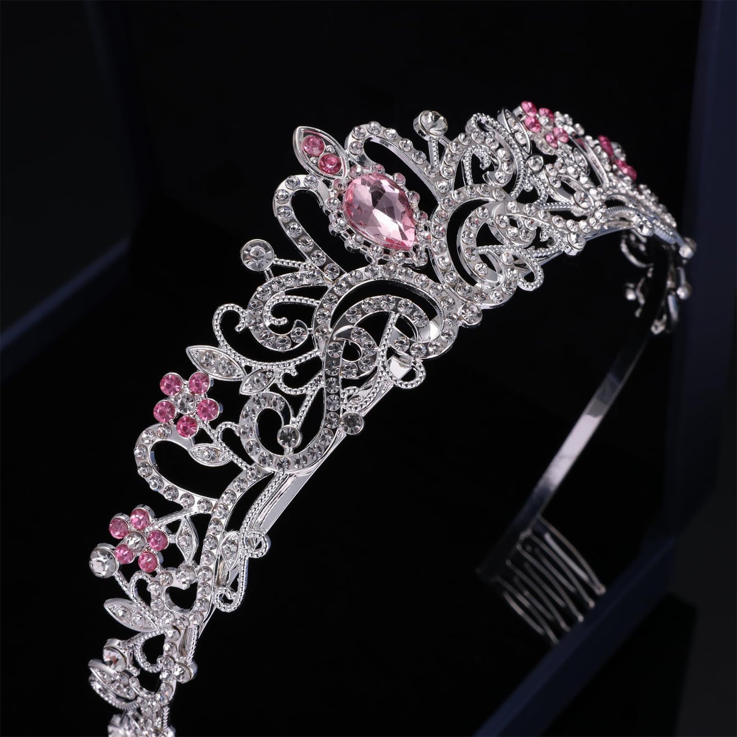 Kamirola - Crystal Tiara Crowns For Women Girls Princess Elegant Crown with Combs Women's Headbands Bridal Wedding Prom Birthday Party Headbands for Women(06) (SilPink06)