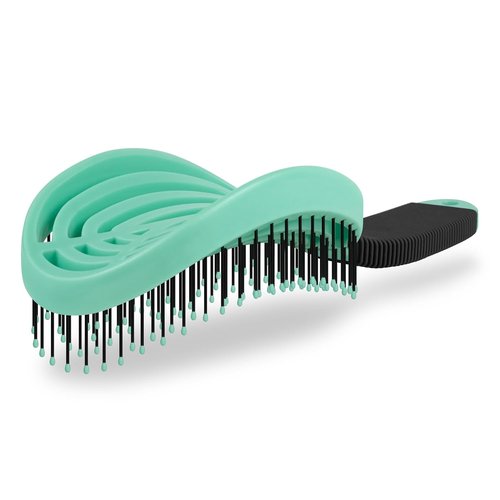NuWay DoubleC Detangling Hair Brush – Patented Double Curve Scalp Care Hairbrush for Gentle Detangling, Volume Styling & Wet or Dry Hair (Mint Green)