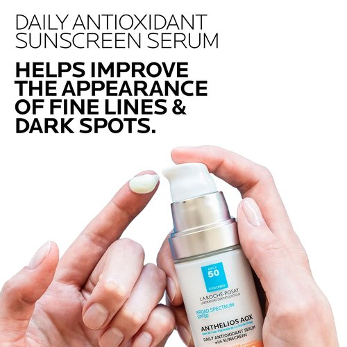 La Roche-Posay Anthelios AOX Daily Antioxidant Serum - Oil-Free Face Moisturizer with SPF & Vitamin C for Sensitive Skin