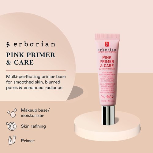 Erborian Pink Primer & Care - Multifunctional Pore-Blurring Cream | Hydrating Rosy Makeup Base