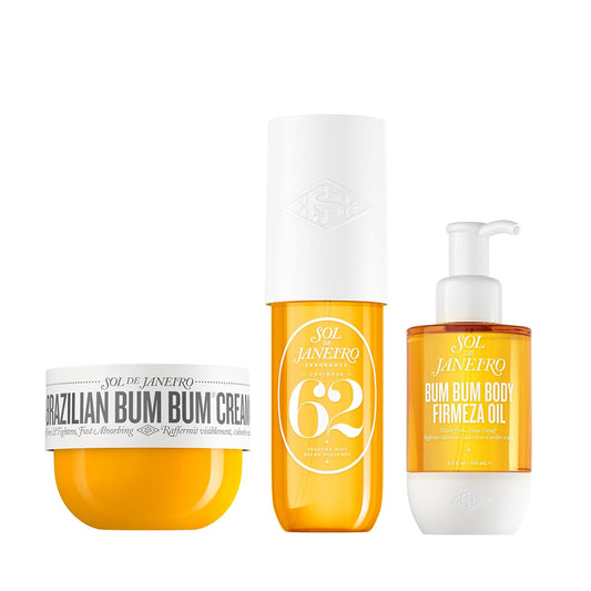SOL DE JANEIRO Firming Body Bundle - Brazilian Bum Bum Cream, Firmeza Oil & Cheirosa 62 Mist | Full Size Trio