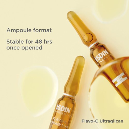 ISDIN Flavo-C Ultraglican Serum - Vitamin C & Hyaluronic Acid Ampoule for Radiant Skin