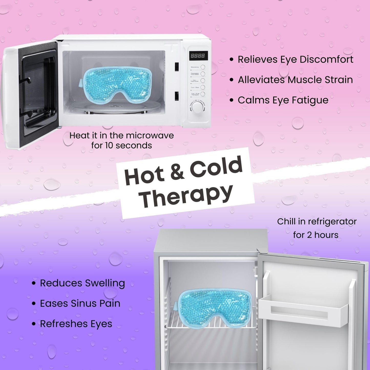 Cooling Gel Bead Eye Mask - Reusable Eye Mask with Cooling Gel for Puffiness, Migraines, Headaches & Post-Surgery Relief - Cold Eye Mask for Puffy Eyes & Relaxation (Light Blue)