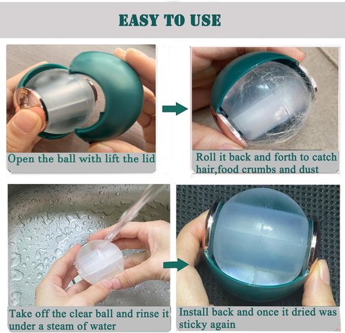 MUEDRT Reusable Gel Lint Roller Ball - Portable Pet Hair Remover for Clothes | 2 Pack, Washable Design
