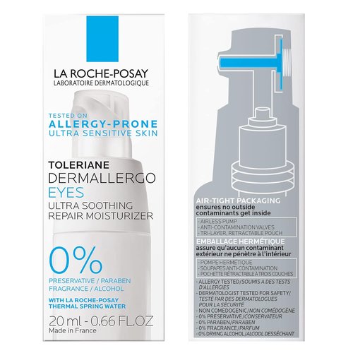 La Roche-Posay Toleriane Dermallergo Eye Cream - Soothing Repair Moisturizer for Sensitive Skin | Allergy Tested, Fragrance & Alcohol Free