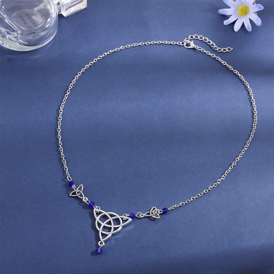 Ursumy Religion Retro Head Chain Wizard Magic Headpiece Crystal Hair Jewelry Festival Head Accessories for Women and Girls (Blue)