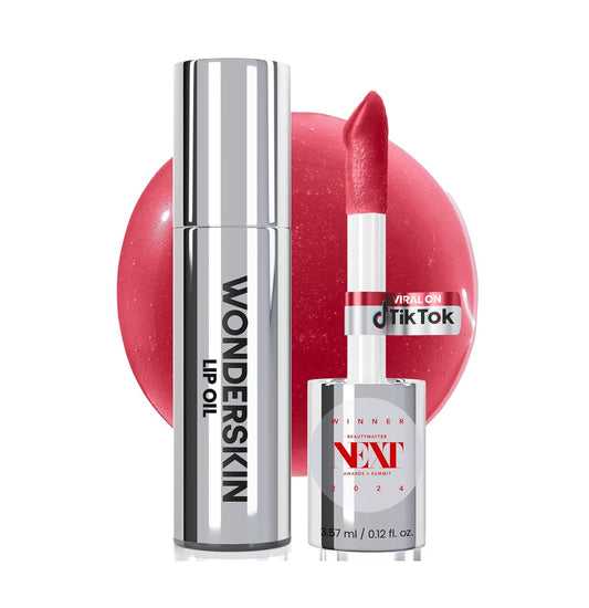 Wonderskin Lip Oil Rehab Serum - Hydrating Tinted Lip Oil for Women | Non-Sticky Red Tint (Amour)