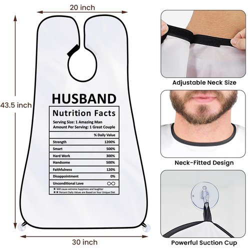 Beard Bib Trimmer Catcher, Gifts for Him Husband, Beard Hair Catcher for Sink, Personalized Gifts for Men, Waterproof Non-Stick Beard Cape with 4 Suction Cups, Grooming Accessories(Husband)