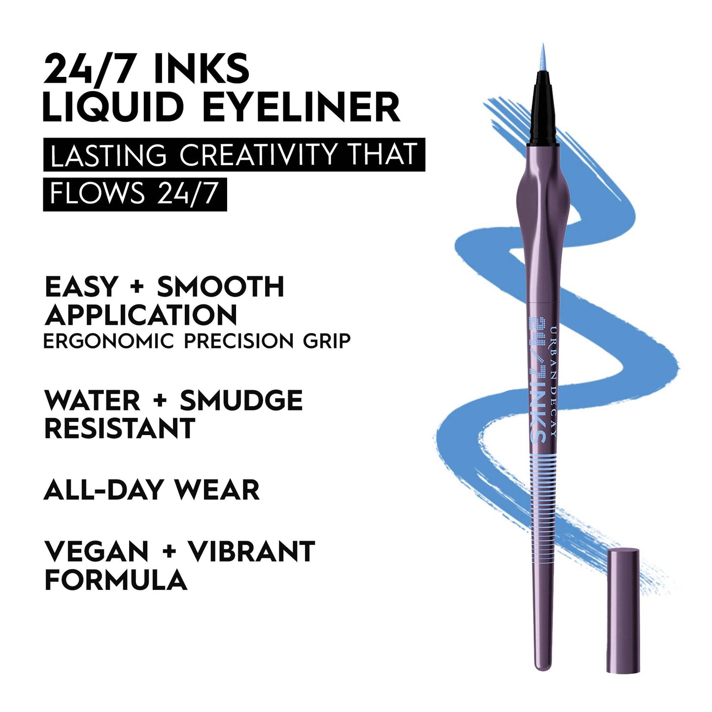 Urban Decay 24/7 Inks Liquid Eyeliner Pen, Water-Resistant, Smudge-Resistant, Fine Tip Graphic Liner, Ergonomic Grip, All Day Wear, Bold Liquid Liner Colors in Matte & Shimmer Finishes - 0.01 fl oz