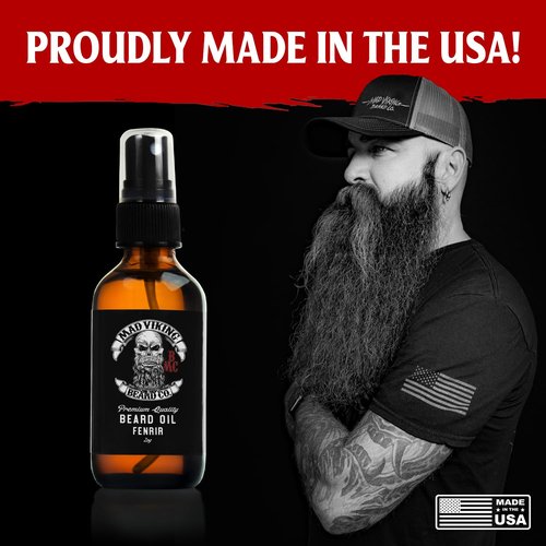 Mad Viking Fenrir Beard Oil - Naturally Hydrate, Soften & Grow Your Beard | 2oz Bold Neroli, Rum & Tobacco Scent