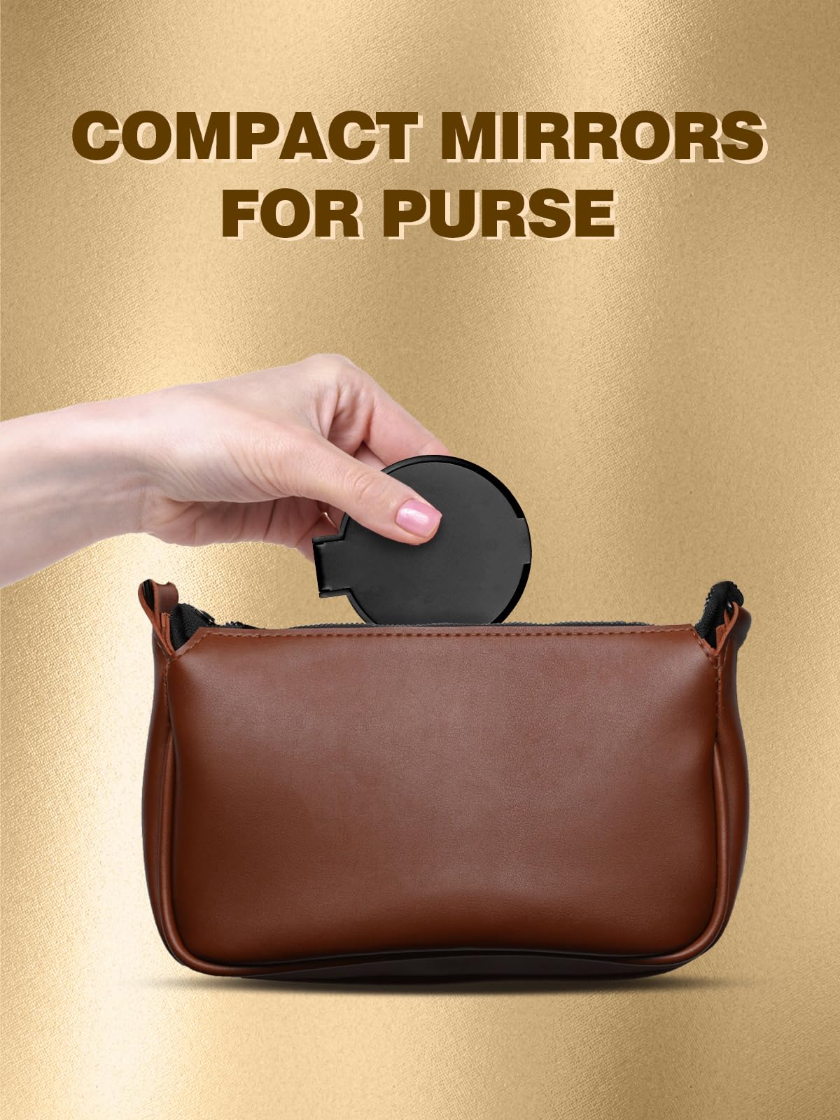 Qislee Compact Mirror Bulk, Round Makeup Mirror for Purse, Set of 36 (Black)