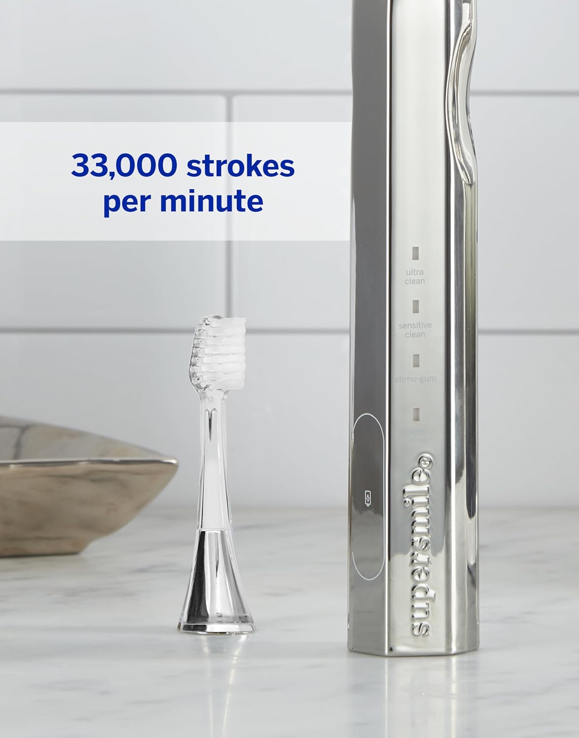 Supersmile Zina45™ Deluxe Sonic Pulse Toothbrush - Rechargeable Electric Brush with Angled Head & Travel Case for Whiter Teeth