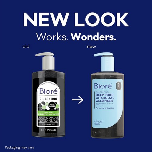 Biore Deep Pore Charcoal Face Wash - Daily Cleanser for Oily Skin | 6.77 Oz, Pack of 12