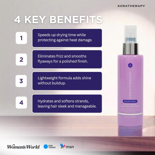 KERATHERAPY Keratin Infused Violet Toning Leave-In Protectant - Sulfate & Paraben Free for Blonde, Silver & Gray Hair | 3.7 fl. oz.