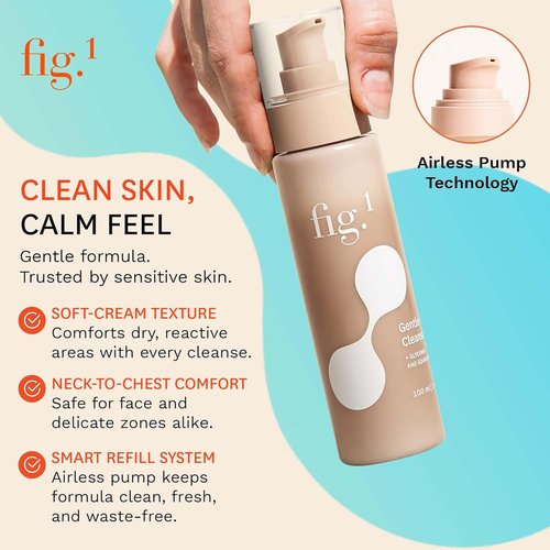 Fig.1 Hydrating Facial Cleanser - Gentle Face Wash with Glycerin & Squalane | Non-Drying, Fragrance-Free | 3.4 oz Refillable Bottle