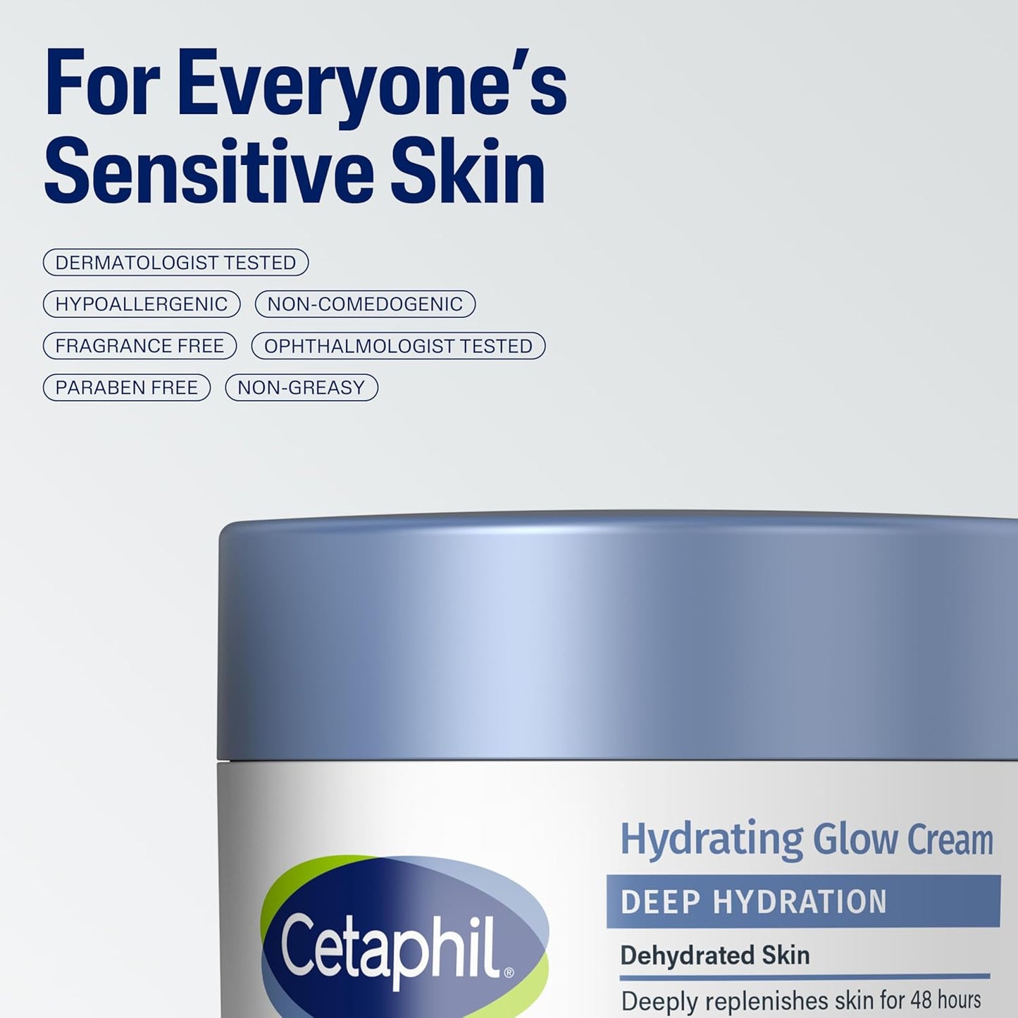 Cetaphil Deep Hydration Daily Face Cream - 48-Hour Moisturizer for Sensitive Skin, 1.7 oz