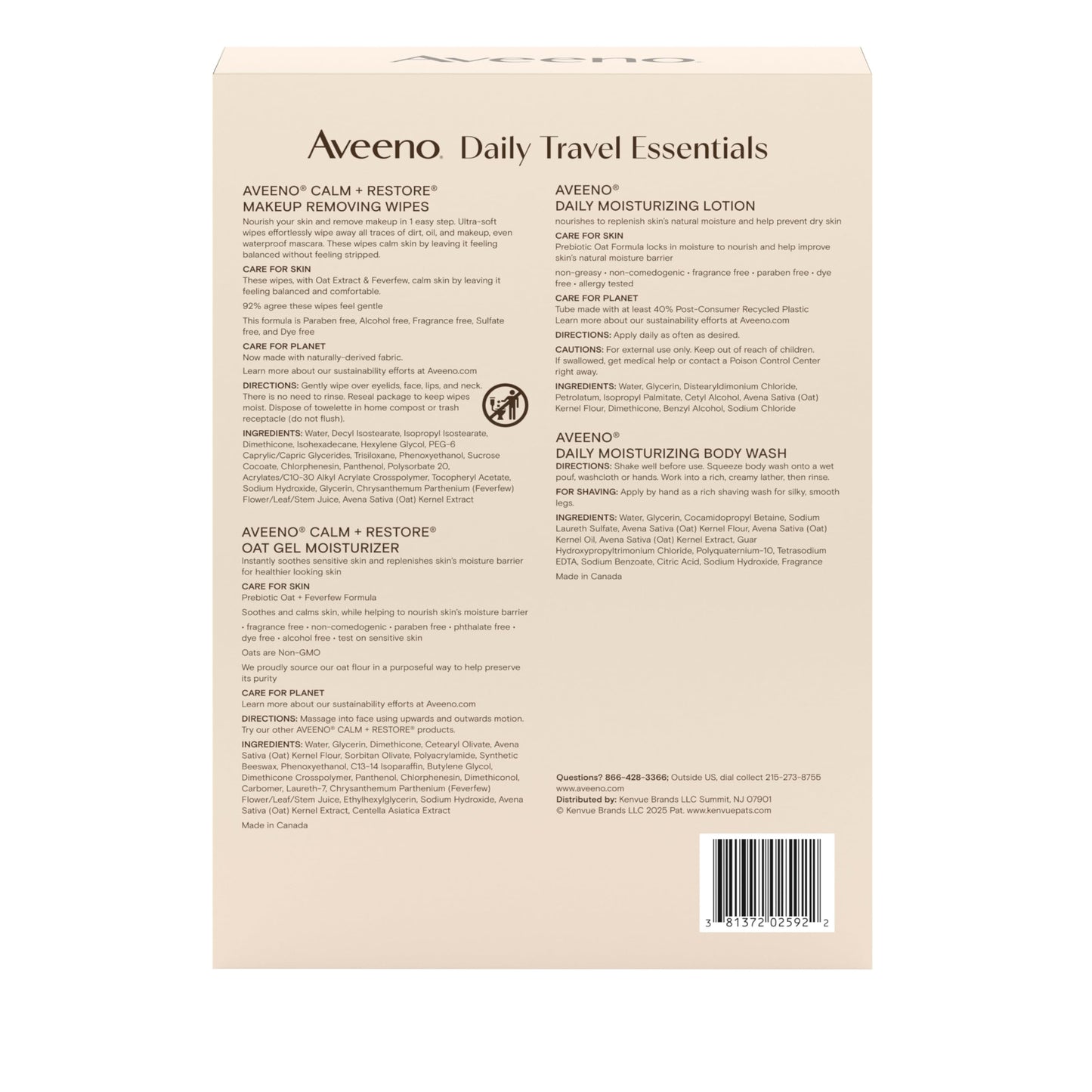 Aveeno Daily Moisturizing Body Lotion, Body Lotion for Dry Skin with Prebiotic Oat, Paraben Free, Fragrance Free, Non-Greasy, Non-Comedogenic Moisturizer, 18 FL OZ