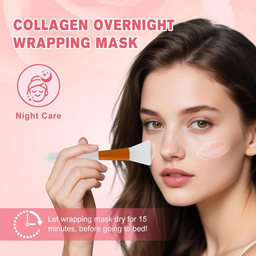 Regine Switzerland Collagen Night Wrapping Mask - Hydrolyzed Peel-Off Facial Mask for Tightening & Hydration (Pink)