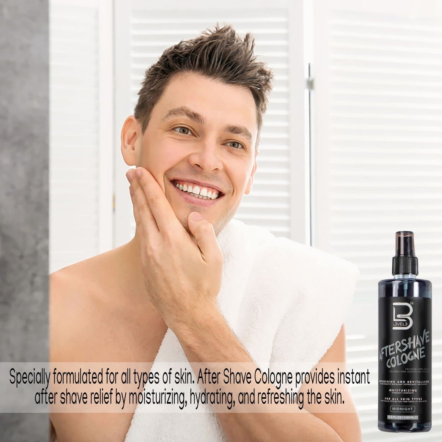 L3 Level 3 After Shave Spray Cologne - Softens Skin - Refreshes and Relieves Face and Skin - Styling Powder Included (Midnight)