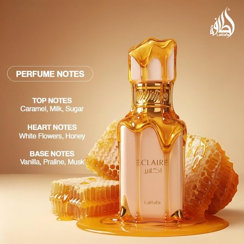 Lattafa Eclaire Eau de Parfum - Long-Lasting Vanilla & Caramel Fragrance for Women | 3.40 Oz / 100 ml
