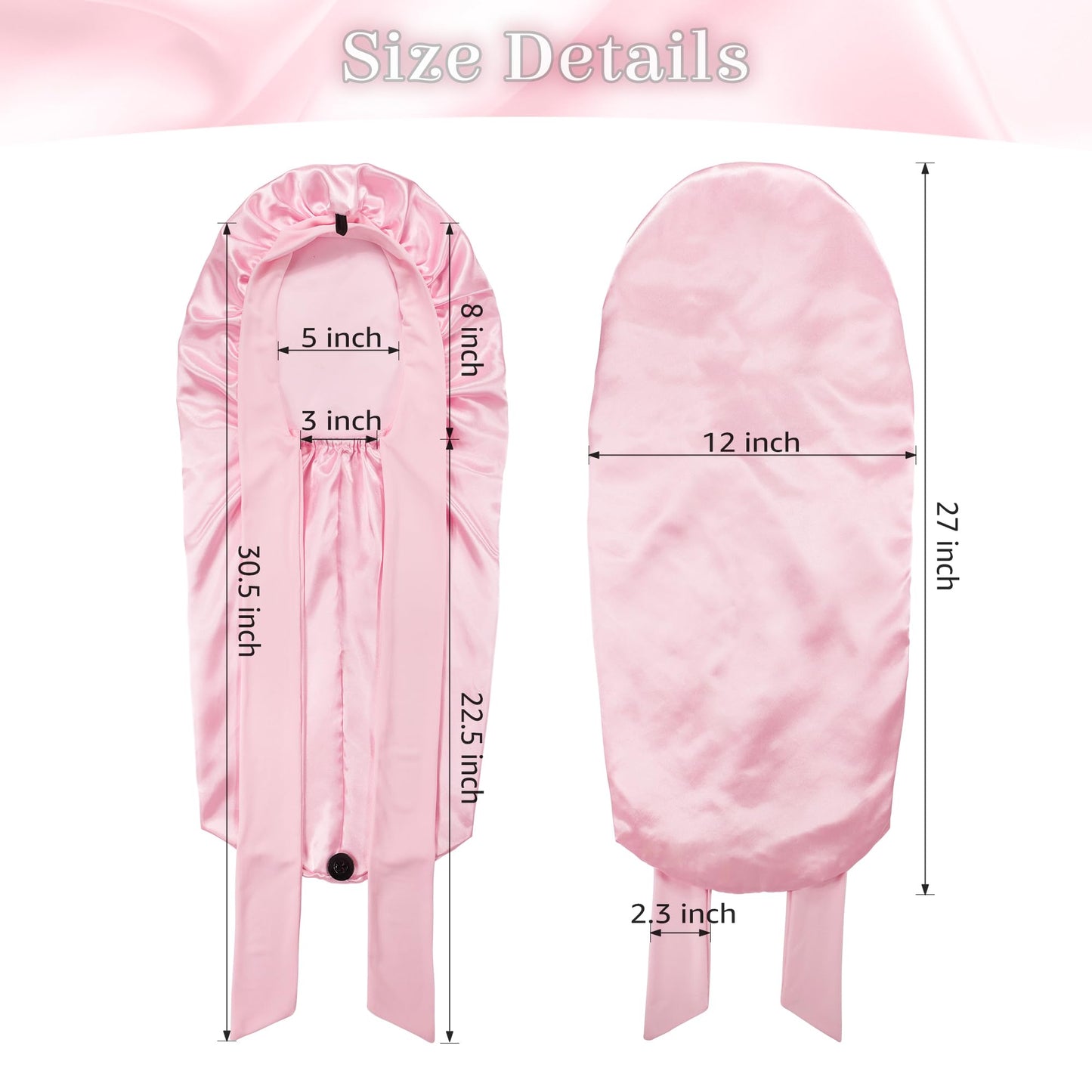 ROYBENS Long Bonnet Satin Hair Silk Bonnet for Sleeping Women, Silky Bonnets for Women with Tie Band, Sleep Cap for Braids Curly Hair