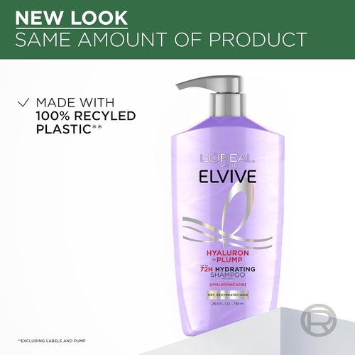 L'Oreal Paris Elvive Hyaluron Plump Shampoo - Hydrating Formula for Dry Hair, 26.5 Fl Oz