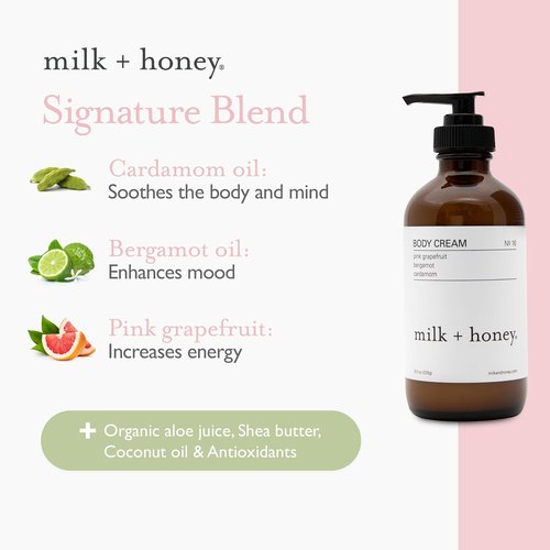 Milk + Honey Body Cream No. 16 - Moisturizing Lotion with Pink Grapefruit & Bergamot | 8 oz