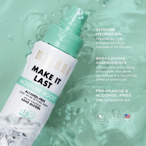 Milani Make It Last Moisture Boost Setting Spray - Alcohol-Free Waterproof Makeup Mist - Hydrating Formula for Sensitive Skin - 1 Count