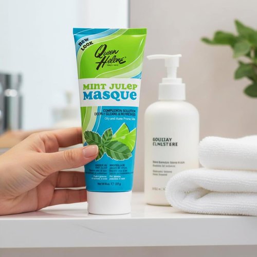 Queen Helene Mint Julep Masque 8 oz - Deep Cleansing Clay Face Mask for Oily Skin | Purifies Pores & Soothes with Mint