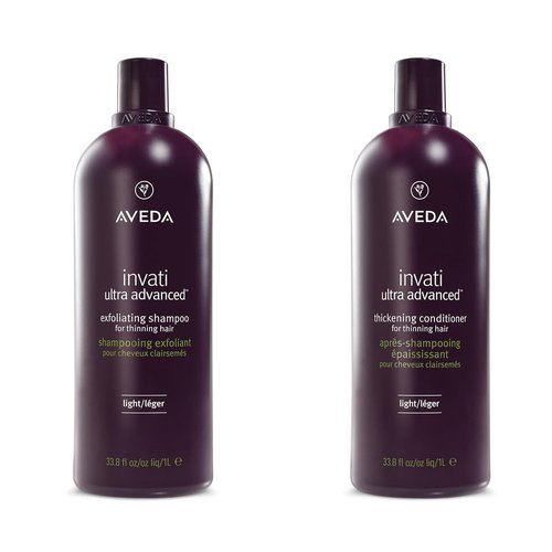 Aveda Invati Ultra Advanced Exfoliating Shampoo & Thickening Conditioner Duo - For Fine to Medium Thinning Hair | Liter Size