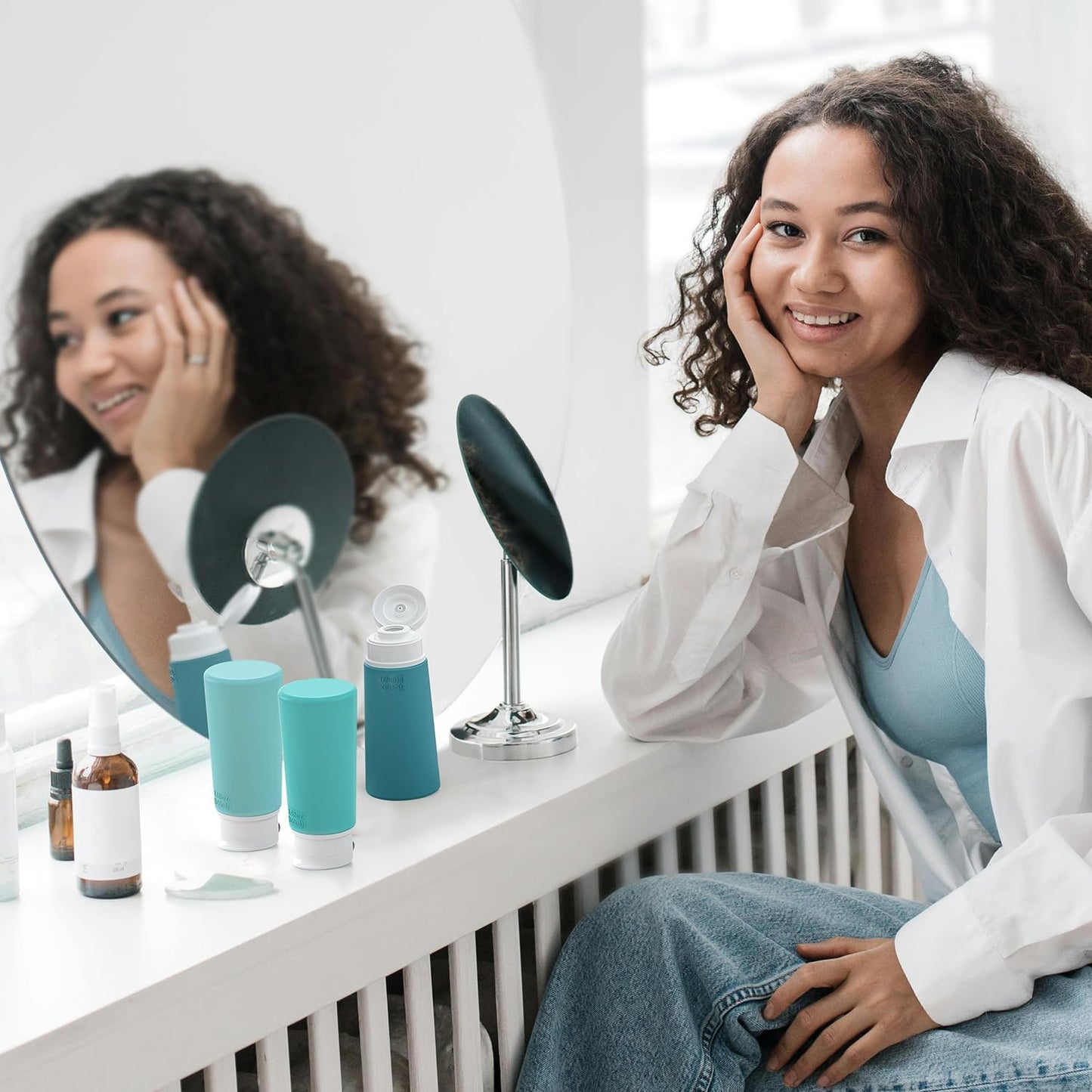 Valourgo Travel Bottles for Toiletries, Tsa Approved 3.4oz Portable Travel Bottles, BPA Free Leak Proof Travel Tubes Refillable Travel Accessories, Travel Accessories with Clear Toiletry Bag, Green