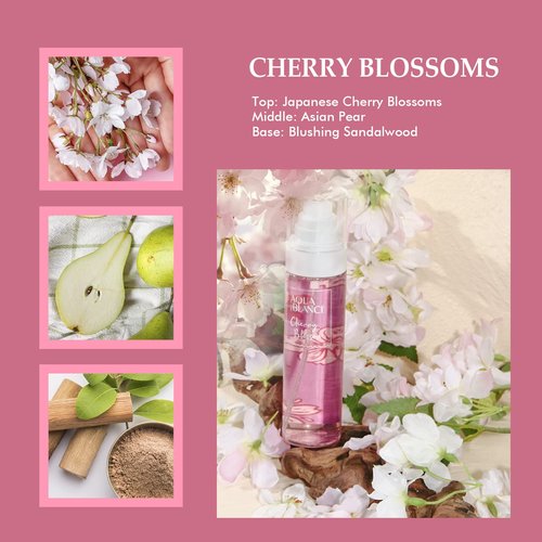 AQUA BLANCE Body Spray for Women, Fragrance Mist Gift Set, Pack of 3, Each 3.4 Fl Oz, Total 10.2 Fl Oz, Cherry Blossoms, Stars, Night