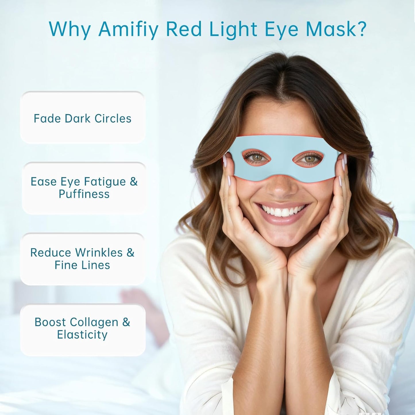 Skiennix Red Light Therapy Eye Mask - Reduce Dark Circles & Puffiness | Infrared Anti-Aging Device