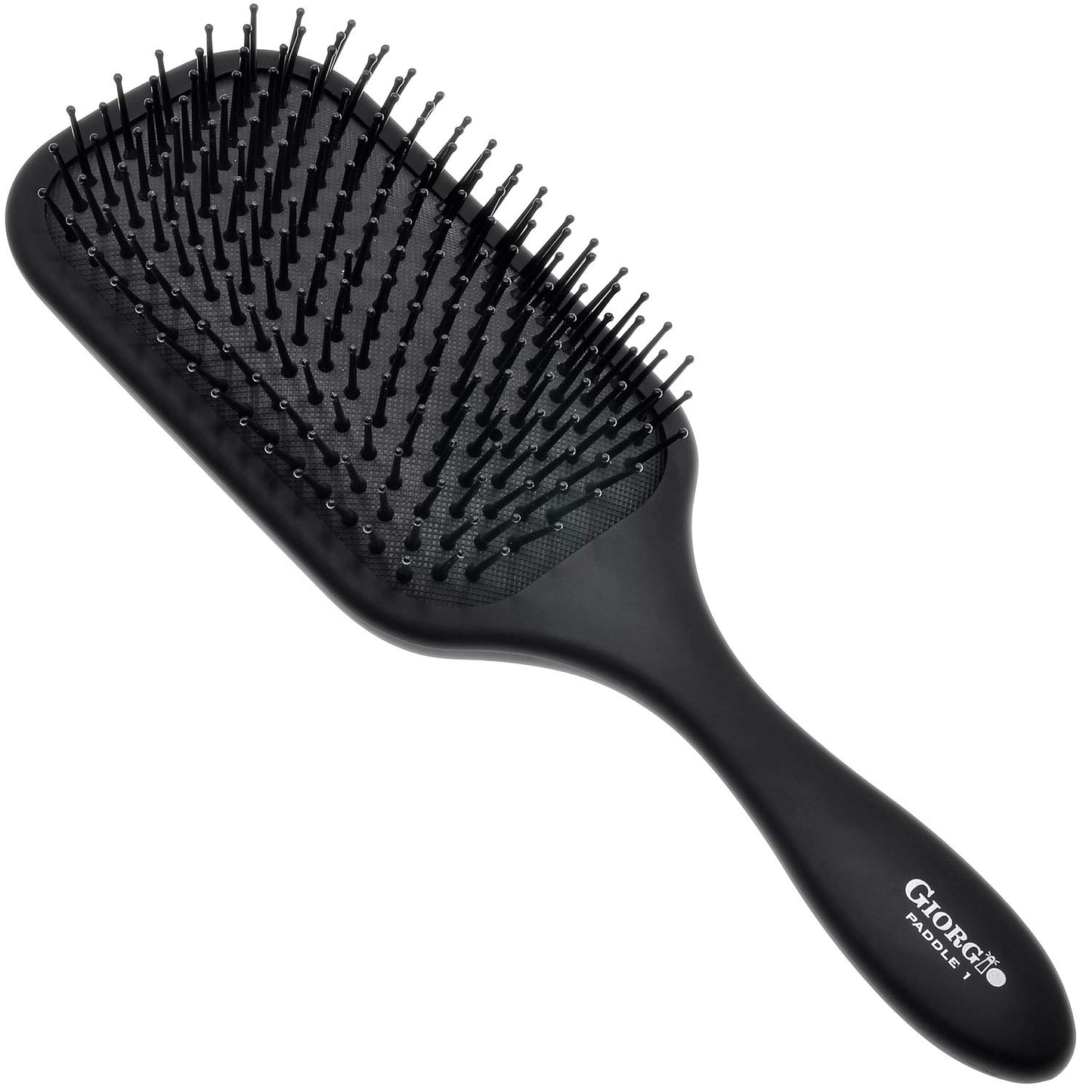Giorgio Detangling Paddle Brush - Large Anti-Static Hair Care Tool with Tourmaline Bristles - Black